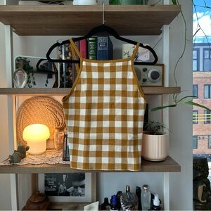 madewell • checked halter sweater crop tank